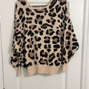 Entro Leopard Print Sweater - Black and Cream
